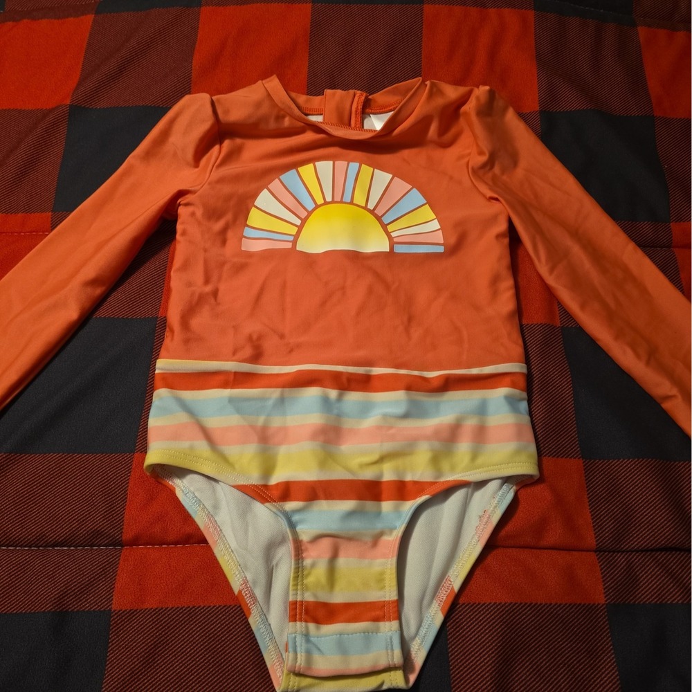Cat & Jack 5T Long Sleeve Rash Guard One Piece Swimsuit UV Sunshine Toddler